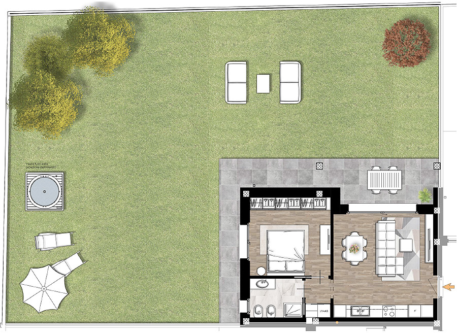 Bilocale con giardino Rif.00a