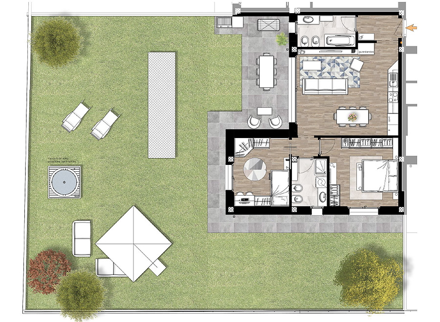 Trilocale con giardino Rif.01a