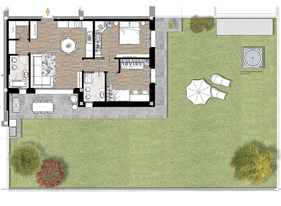 Trilocale con giardino Rif.02a