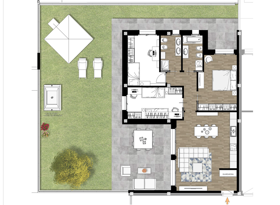 Quadrilocale con giardino Rif.01b