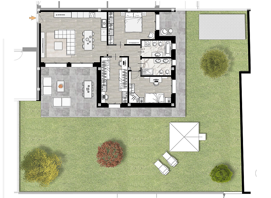 Quadrilocale con giardino Rif.02b