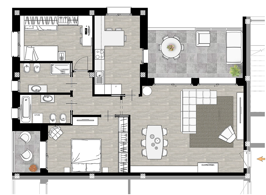 Trilocale primo piano Rif.08b